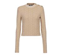 Balmain - Top en maille monogramme PB Labyrinthe - Femme - Pulls - Beige - Taille: 38 FR