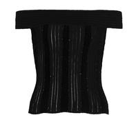 Balmain - Top en maille pailletée à épaules dénudées - Femme - Pulls - Noir - Taille: 34 FR