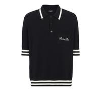 Balmain - Wool polo shirt with Signature embroidery - Homme - Pulls - Noir - Taille: L