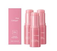 Balme multi volume de collagène rose, Lignes fines lisses et rides, Hydrate profondément et nourrit la peau, Stick anti-vieillissement multipurpose pour sous-œil, cou, front et lignes de sourire (3PC)