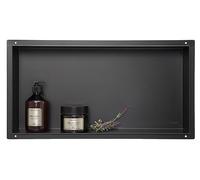 BALNEO Boîte Murale Sans Rebord Niche de Douche en Acier Inoxydable 60x30x7cm, Noire, Étanche, Niche Pour Ustensiles de Salle de Bain, Boîte Murale Sans Rebord Noir, Sous Le Carrelage