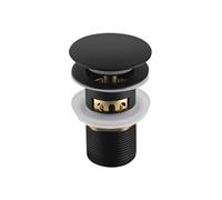 Balneo Bonde de Lavabo Clic Clac F avec Trop Plein - Design Moderne en Noir - Résistant à la Corrosion et Rayures - Anti-Bouchon avec Panier - Idéal pour Salle de Bain - Facile à Installer