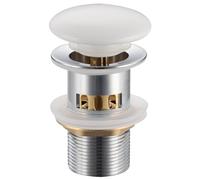 Balneo Bonde de lavabo - Mécanisme clic-clac en Laiton céramique Blanc - Bonde de lavabo 66 mm - Bonde chromée avec Panier et trop-Plein - Design Moderne et résistant à la Corrosion