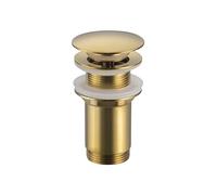 Balneo Bouchon en Laiton Universel pour Lavabo - Valve Push-Open 66 mm x G1 1/4 - Bouchon de Lavabo - Bouchon Évier sans Trop-Plein - 4 Joints, Clic C - Noir