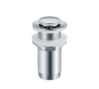 Balneo Bouchon en Laiton Universel pour Lavabo - Valve Push-Open 66 mm x G1 1/4 - Bouchon de Lavabo - Bouchon Évier sans Trop-Plein - 4 Joints, Clic E - Chromé