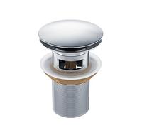 BALNEO Bouchon Évier Universel Click Cone Pop-Up Chromé, Laiton, Antirouille, 4 Joints, Joint, Bonde, 66mm X G1 1/4, avec Trop-Plein, Click A