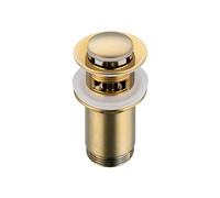 BALNEO Bouchon Évier Universel Click Cone Pop-Up Doré, Laiton, Antirouille, 4 Joints, Joint, Bonde, 62mm X G1 1/4, avec Trop-Plein, E Click