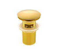 BALNEO Bouchon Évier Universel Click Cone Pop-Up Doré, Laiton, Antirouille, 4 Joints, Joint, Bonde, 66mm X G1 1/4, avec Trop-Plein, Click A