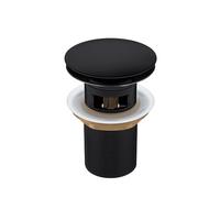 BALNEO Bouchon Évier Universel Click Cone Pop-Up Noir, Laiton, Antirouille, 4 Joints, Joint, Bonde, 66mm X G1 1/4, avec Trop-Plein, Click A