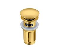 BALNEO Bouchon Évier Universel Click Cone Pop-Up Or, Laiton, Antirouille, 4 Joints, Joint, Bonde, 66mm X G1 1/4, avec Trop-Plein, C-Click