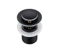 BALNEO Bouchon Évier Universel Cone Pop-Up Noir, Laiton, Antirouille, 4 Joints, Bonde, 62mm X G1 1/4, avec Trop-Plein, Click B-Click