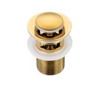 BALNEO Bouchon Évier Universel Cone Pop-Up Or, Laiton, Antirouille, 4 Joints, Bonde, 62mm X G1 1/4, avec Trop-Plein, Click B-Click