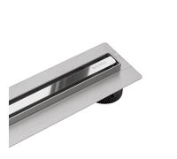 BALNEO Caniveau de Douche 70cm Chromé Miroir de Sol en Acier Inoxydable, Panneau Étroit 14mm, Ensemble Complet, Bas 57mm, Slim & Low Proline