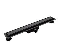 BALNEO Caniveau de Douche, Caniveau 80 Noir, Siphon de Sol en Acier Inoxydable, Bas 52mm, avec Grand Tamis, Deux Côtés avec Panneau ou sous Plaque, Duplex Next 2en1