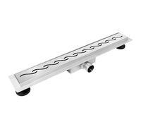 BALNEO Caniveau de Douche, Caniveau de Douche 60 en Acier Inoxydable, Bas 52mm, Ensemble Complet avec Grand Tamis, Caniveau de Douche en Acier Inoxydable pour la Salle de Bain, Décor Next Wave