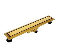 BALNEO Caniveau de Douche, Caniveau de Douche 80 Gold, Siphon de Sol en Acier Inoxydable, Bas 52mm, avec Grand Tamis, Deux Côtés avec Panneau ou sous Plaque, Duplex Next 2en1