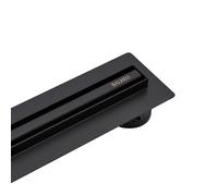 Balneo Caniveau de Douche, Caniveau de Douche 80cm Noir en Acier Inoxydable, Panneau Étroit 14mm, Ensemble Complet, Bas 57mm, Caniveau de Douche Slim & Low Proline