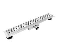 BALNEO Caniveau de Douche, Caniveau de Douche 90 en Acier Inoxydable, Bas 52mm, Ensemble Complet avec Grand Tamis, Caniveau de Douche en Acier Inoxydable pour la Salle de Bain, Décor Next Stripes