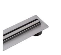 BALNEO Caniveau de Douche, Caniveau D'évacuation 80cm, Caniveau de Sol en Acier Inoxydable Graphite, Panneau Étroit 14mm, Ensemble Complet, Bas 57mm, Caniveau de Douche Slim & Low Proline