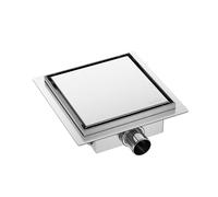 BALNEO Caniveau de Douche Carré 20x20 cm INOX - Caniveau d'Évacuation Complet pour Salle de Bain - Extra Plat - Chromé des Deux Côtés - Caniveau de Douche W-Drain 2en1