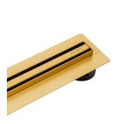 BALNEO Caniveau de Douche, Drain Slim & Low Proline, Acier Inoxydable Doré, 80cm x 57mm, Ensemble Complet