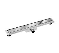 Balneo Caniveau de Douche Duplex Next Double Face - Panneau 2en1 - Grand Bac de Décantation - Facile à Installer - pour Carrelage ou Marbre - 7x100x5,2 cm - Imitation Miroir Argent