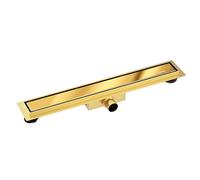 Balneo Caniveau de Douche Duplex Next Double Face - Panneau 2en1 - Grand Bac de Décantation - Facile à Installer - pour Carrelage ou Marbre - 7x70x5,2 cm - Imitation Miroir Or