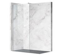 Balneo Chrome Paroi de Douche - Verre Trempé 8 mm Sécurisé - Finition Acier Élégante - Hydrofybette Easy Clean - Installation 110 x 200 cm - Flexible à Droite/Gauche - Montage Sans Perçage
