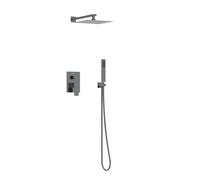 Balneo Colonne de Douche - Montage mural pour un usage confortable - Pommeau de douche avec douchette - Système de douche économe en eau - Confort et design - Gun Metal - Modèle 3