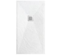 BALNEO Receveur de Douche avec Couvercle en Acier Inoxydable, Receveur de Douche, Composite en Résine Synthétique, avec Seuil Bas, Découpable Sur Mesure, Bac en Pierre "F" Blanc 80x100x2,5cm