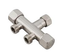 Balneo Robinet d'angle 3 voies INOX - Raccordement robinet 1/2 x 1/2 x 1/2, Acier inoxydable AISI 304, Robinet d'angle distributeur inoxydable, Design moderne pour salle de bain et cuisine