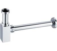 BALNEO Siphon Pour Lavabos, Universel Pour Lavabos Et Vasques, Bonde D'écoulement, Ajustement Parfait - Siphon Anti-Odeurs avec Ouverture de Nettoyage, Laiton G1 1/4x32mm, Universel, Carré, Chromé
