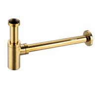 BALNEO Siphon Pour Lavabos, Universel Pour Lavabos Et Vasques, Bonde D'écoulement, Ajustement Parfait - Siphon Anti-Odeurs avec Ouverture de Nettoyage, Laiton Doré, G1 1/4x32mm, Universel, Rond