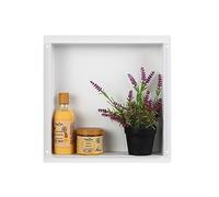 BALNEO WALL-BOX NO RIM Niche de Douche Murale Blanche en Acier Inoxydable 30x30x7cm Niche de Douche Étanche, Installation de Niche Flexible, Niche Pour Ustensiles de Salle de Bain, Sous Le Carrelage
