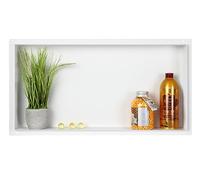 BALNEO WALL-BOX NO RIM Niche de Douche Murale Blanche en Acier Inoxydable 60x30x7cm Niche de Douche Étanche, Installation de Niche Flexible, Niche Pour Ustensiles de Salle de Bain, Sous Le Carrelage