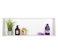 BALNEO WALL-BOX NO RIM Niche de Douche Murale Blanche en Acier Inoxydable 90x30x7cm Niche de Douche Étanche, Installation de Niche Flexible, Niche Pour Ustensiles de Salle de Bain, Sous Le Carrelage