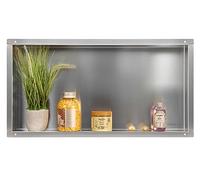 BALNEO WALL-BOX NO RIM Niche de Douche Murale en Acier Inoxydable 60x30x10cm Niche de Douche Étanche, Installation de Niche Flexible, Niche Pour Ustensiles de Salle de Bain, Sous Le Carrelage