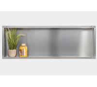 BALNEO WALL-BOX NO RIM Niche de Douche Murale en Acier Inoxydable 90x30x7cm Niche de Douche Étanche, Installation de Niche Flexible, Niche Pour Ustensiles de Salle de Bain, Sous Le Carrelage