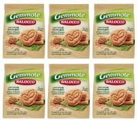 Balocco Gemmole Biscotti Integrali Lot de 6 biscuits à grains entiers avec un mélange de céréales fines germées et de grains de sucre brun 700 g