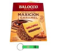Balocco Panettone Maxiciok Lot de 8 gâteaux de Noël traditionnels avec crème au caramel salé 800 g + porte-clés Beni Culinari