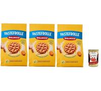 Balocco Pastefrolle Biscotti con latte italiano e uova fresche, Biscuits au lait italien et aux œufs frais, 3x 350g + Italian Gourmet polpa 400g