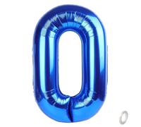 Balorise 40 Pouces Aluminium Ballon Géant Bleu Chiffre 0, Gonflable Hélium, Grand Numéro 0-9, 10-100 (101cm), Décoration de Foil Ballons pour Fête d'anniversaire et Mariage