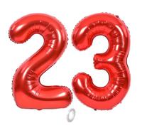 Balorise 40 Pouces Aluminium Ballon Géant Rouge Chiffre 23/32, Gonflable Hélium, Grand Numéro 0-9, 10-100 (101cm), Décoration de Foil Ballons pour Fête d'anniversaire et Mariage