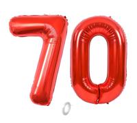 Balorise 40 Pouces Aluminium Ballon Géant Rouge Chiffre 70, Gonflable Hélium, Grand Numéro 0-9, 10-100 (101cm), Décoration de Foil Ballons pour Fête d'anniversaire et Mariage