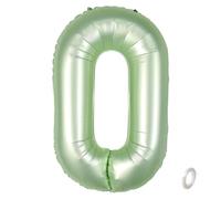 Balorise 40 Pouces Aluminium Ballon Géant Vert Chiffre 0, Gonflable Hélium, Grand Numéro 0-9, 10-100 (101cm), Décoration de Foil Ballons pour Fête d'anniversaire et Mariage