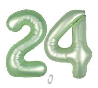 Balorise 40 Pouces Aluminium Ballon Géant Vert Chiffre 24/42, Gonflable Hélium, Grand Numéro 0-9, 10-100 (101cm), Décoration de Foil Ballons pour Fête d'anniversaire et Mariage
