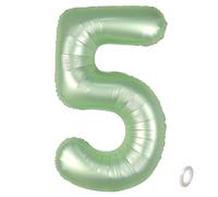 Balorise 40 Pouces Aluminium Ballon Géant Vert Chiffre 5, Gonflable Hélium, Grand Numéro 0-9, 10-100 (101cm), Décoration de Foil Ballons pour Fête d'anniversaire et Mariage