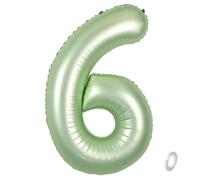 Balorise 40 Pouces Aluminium Ballon Géant Vert Chiffre 6, Gonflable Hélium, Grand Numéro 0-9, 10-100 (101cm), Décoration de Foil Ballons pour Fête d'anniversaire et Mariage