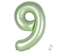 Balorise 40 Pouces Aluminium Ballon Géant Vert Chiffre 9, Gonflable Hélium, Grand Numéro 0-9, 10-100 (101cm), Décoration de Foil Ballons pour Fête d'anniversaire et Mariage