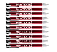 BALOTTI Lot de 10 Stylos personnalisables avec Nom Gravé, Stylo personnalisé mariage entreprise société métal (Rouge)